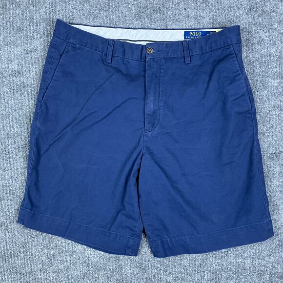 Polo Ralph Lauren Shorts Mens Size 34 Navy Blue Classic Fit Stretch Chino Preppy - Picture 1 of 9